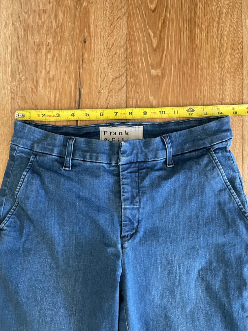 Frank & Eileen Wicklow The Italian Chino Blue Denim Size 8 Made USA - Picture 6 of 11